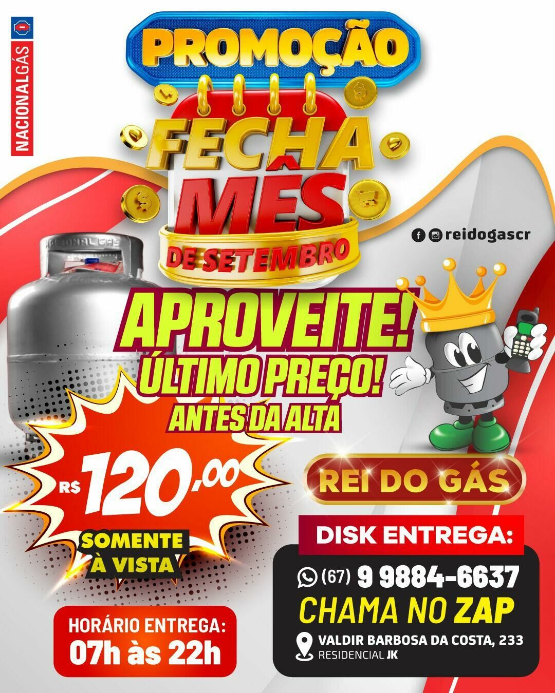 Imagem de compartilhamento para o artigo Rei do Gás garante gás de cozinha a R$ 120,00 no Fecha Mês de Setembro da MS Todo dia